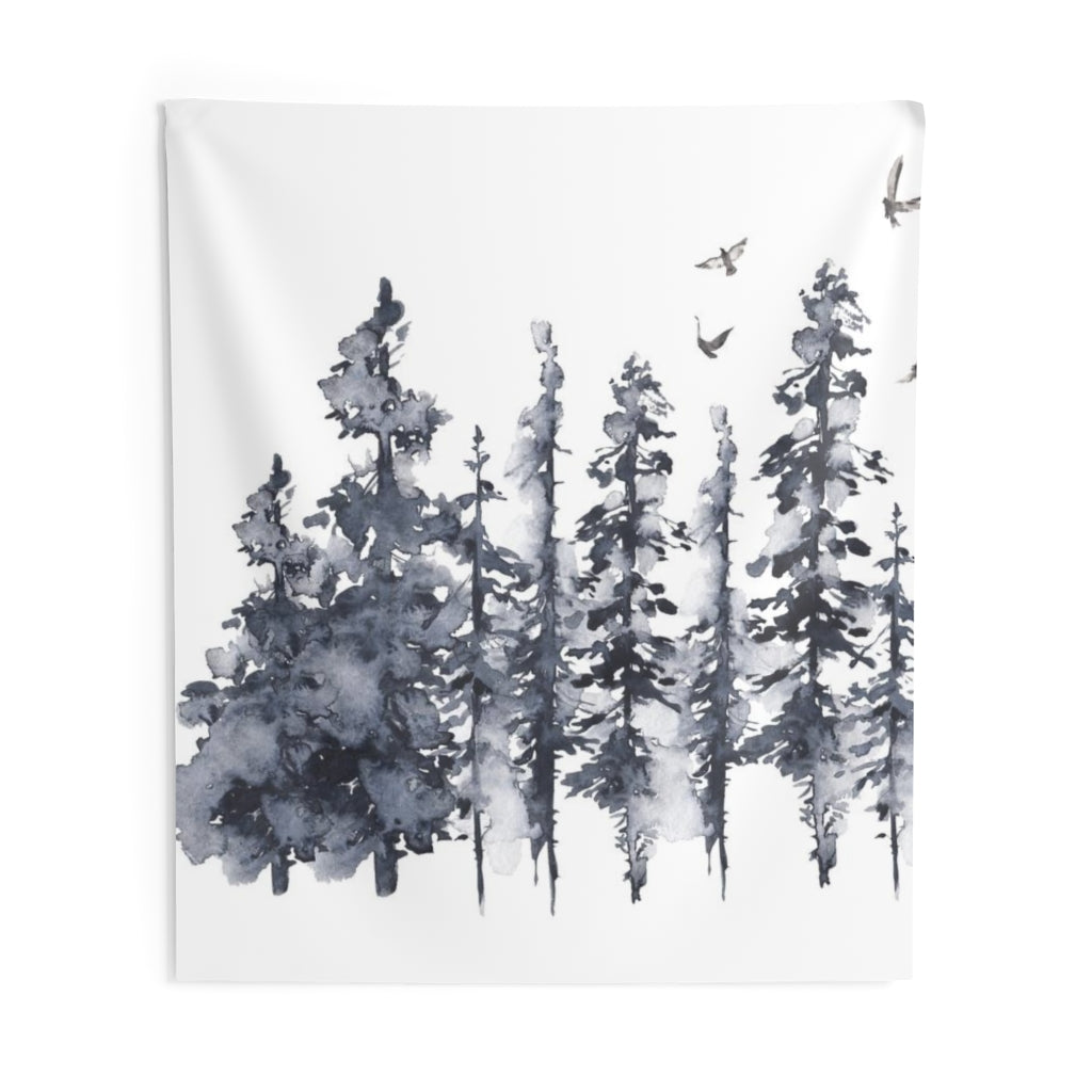 Floral Tapestry | White Indigo Blue Forest