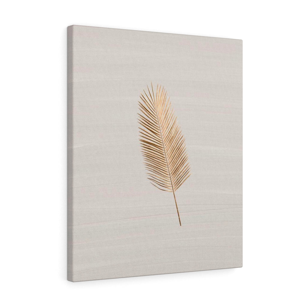 Modern Wall Canvas Art | Beige Gold Feather