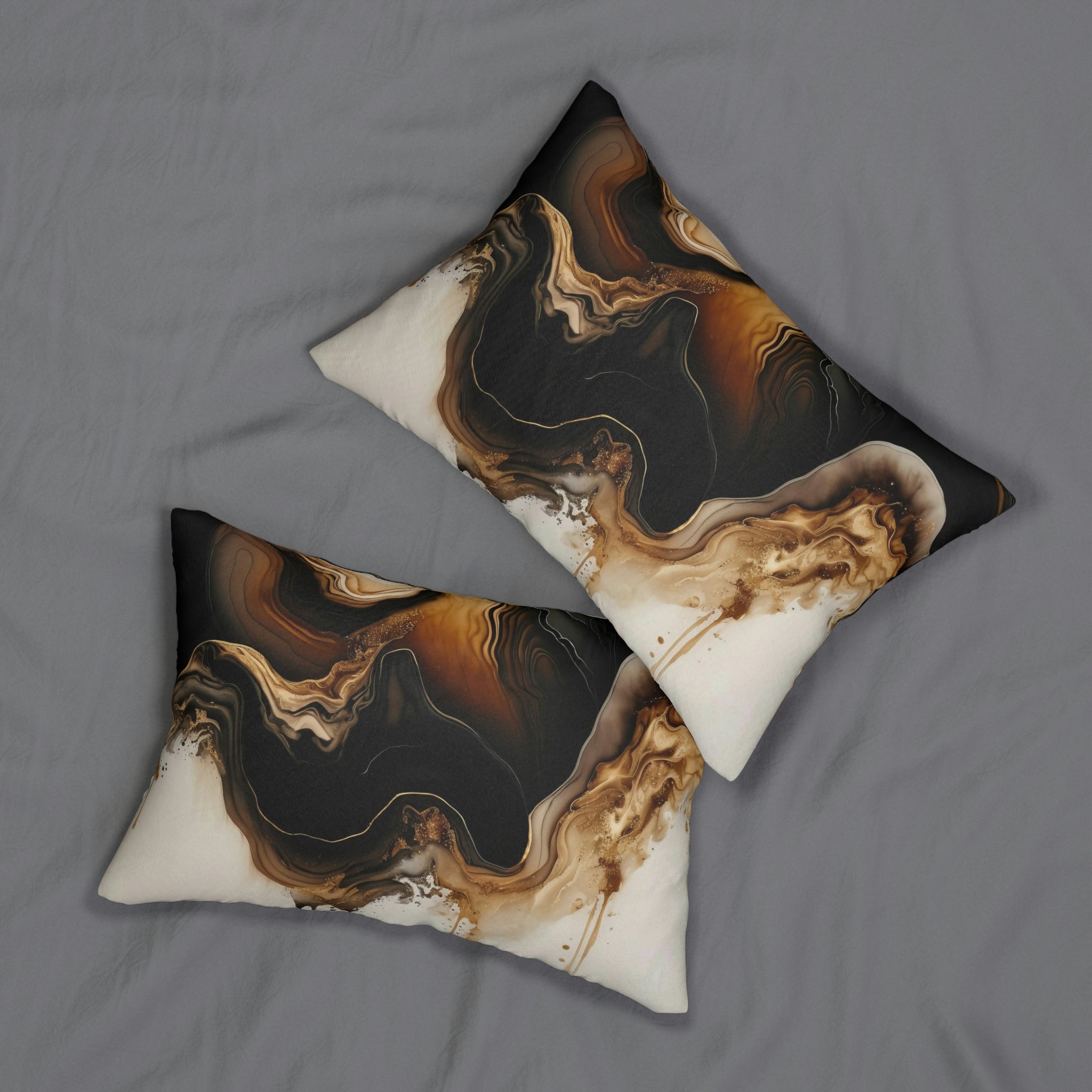 Lumbar Pillow | Abstract Black Beige Ombre
