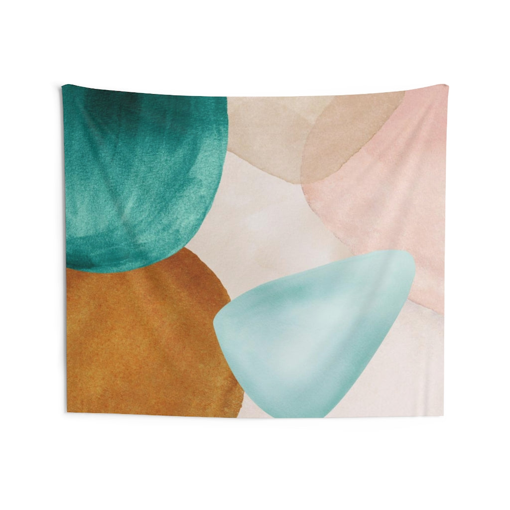 Abstract Tapestry | Beige Blush Pink Teal Green