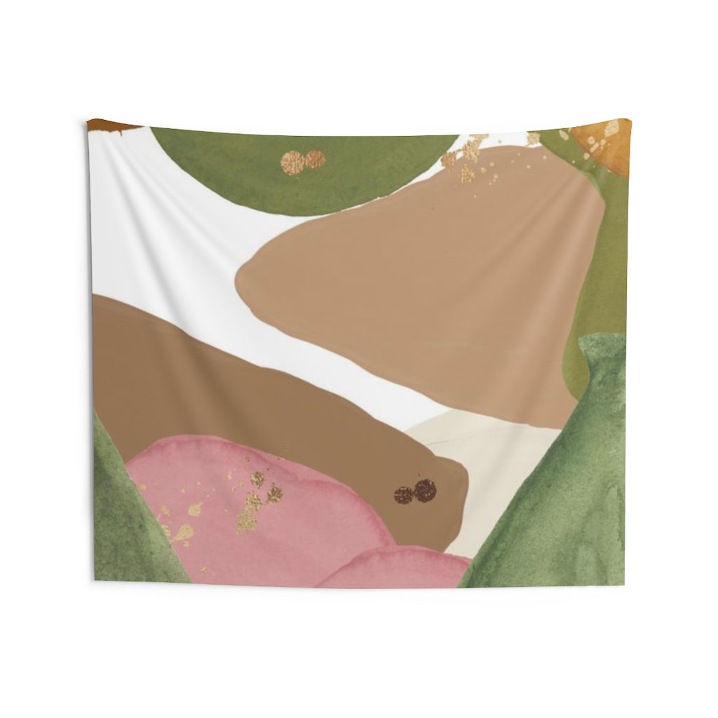 Abstract Tapestry | Pink Green White Beige