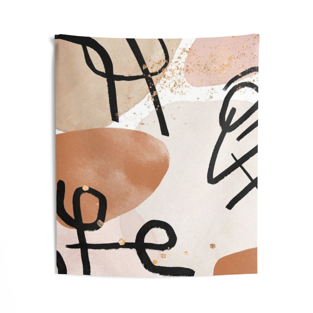 Abstract Tapestry | Beige Rust Black Blush Pink