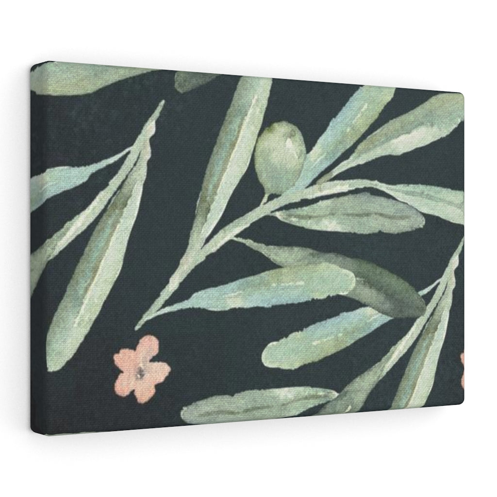 FLORAL WALL CANVAS ART | Green Navy Blue Pink