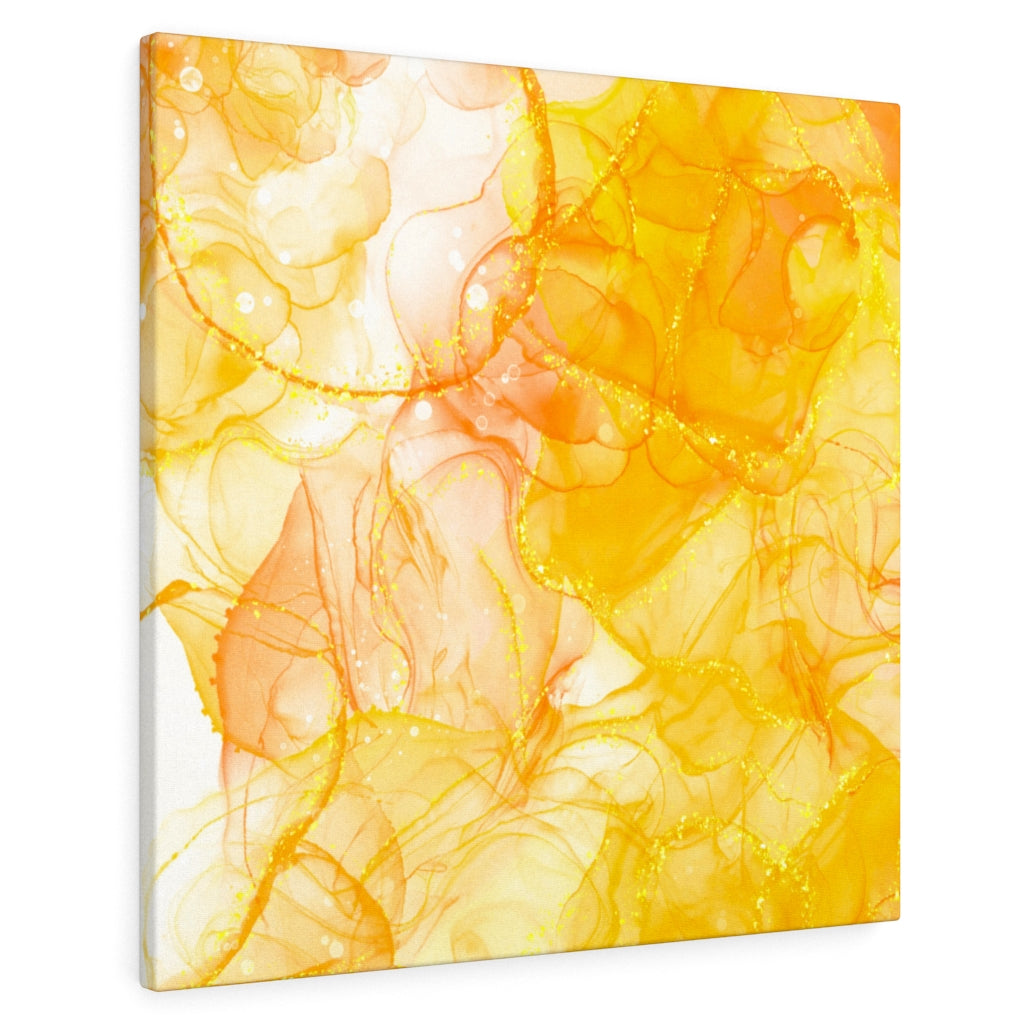 Abstract Canvas Art | Canary Yellow White