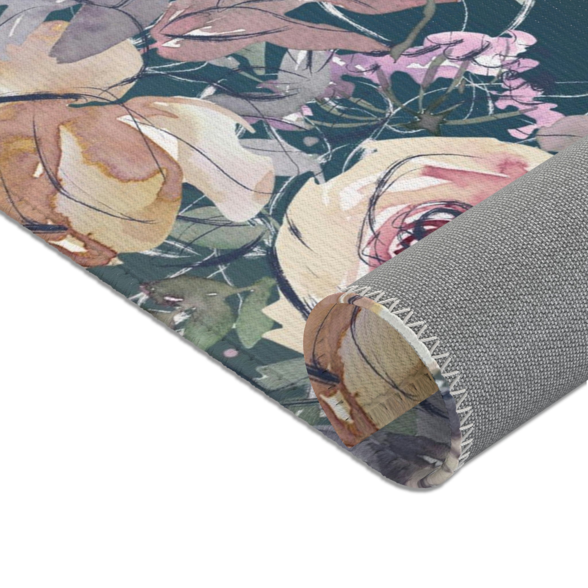 Floral Area Rug | Earthy Beige Navy