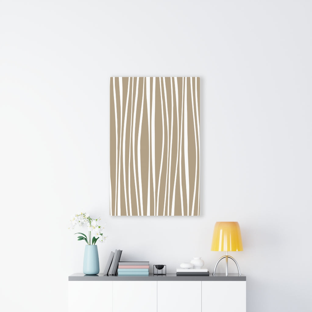 Abstract Canvas Art | Brown White Lines