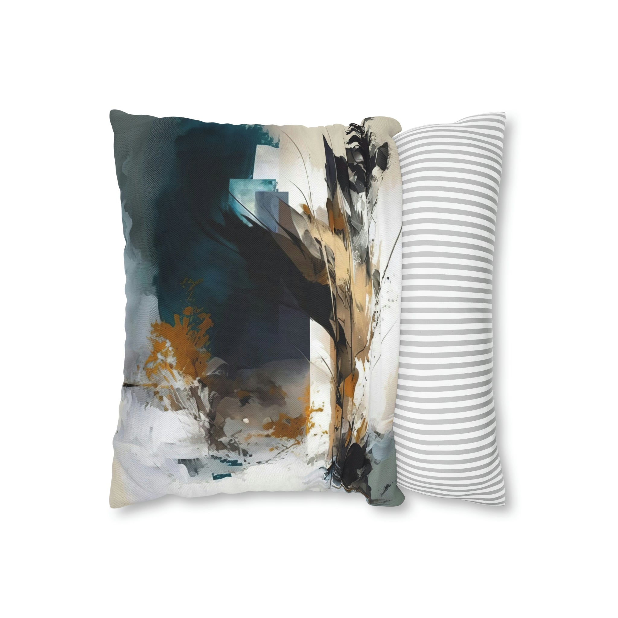 Abstract Pillow Cover | Beige Blue White