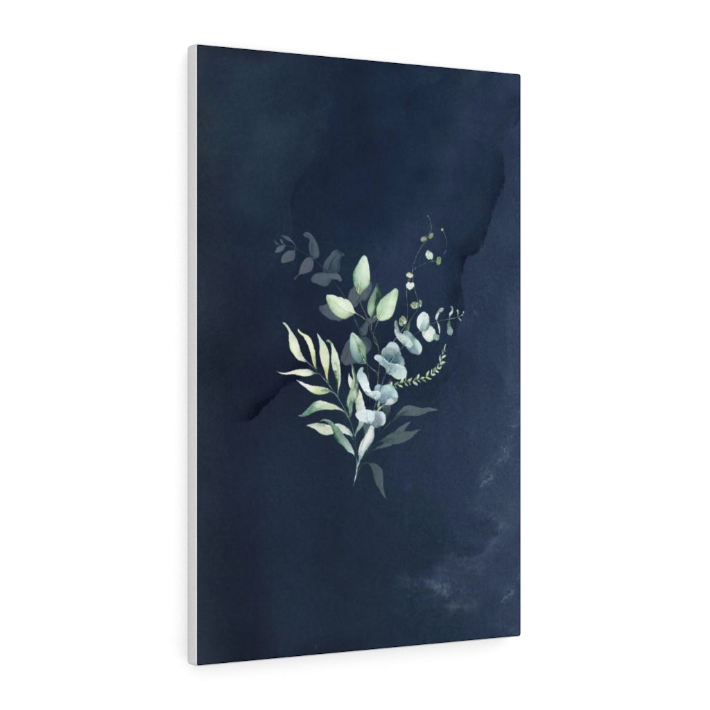FLORAL WALL CANVAS ART | Navy Blue Green Eucalyptus