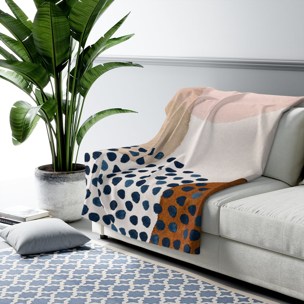 Navy Blush Pink Rust, Abstract Blanket