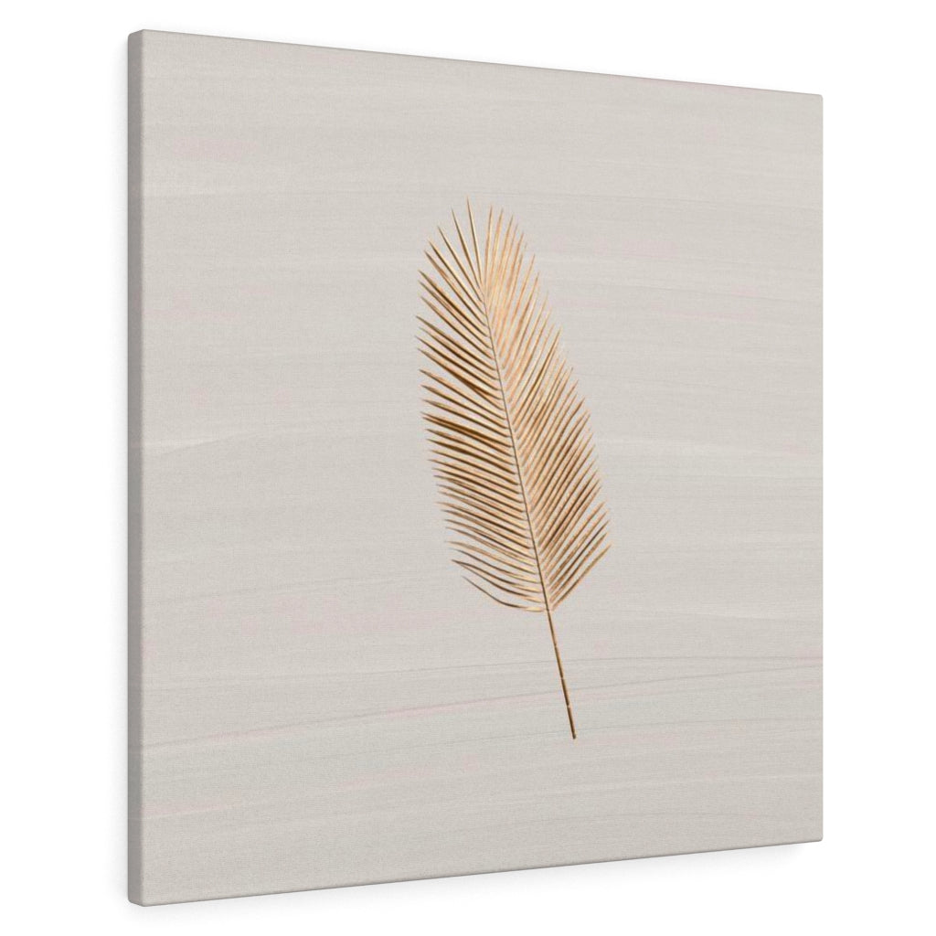 Modern Wall Canvas Art | Beige Gold Feather