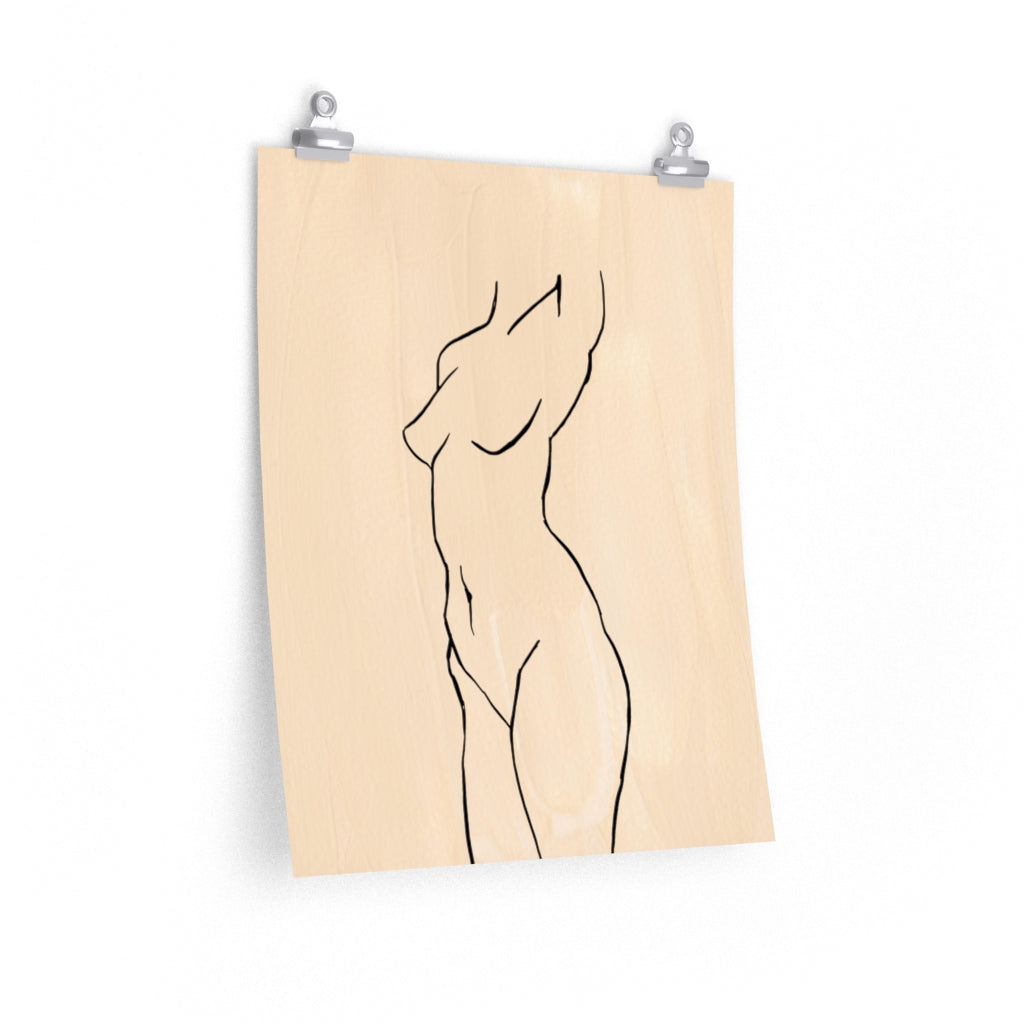 Female Art | Light Beige Black Art Print | Poster