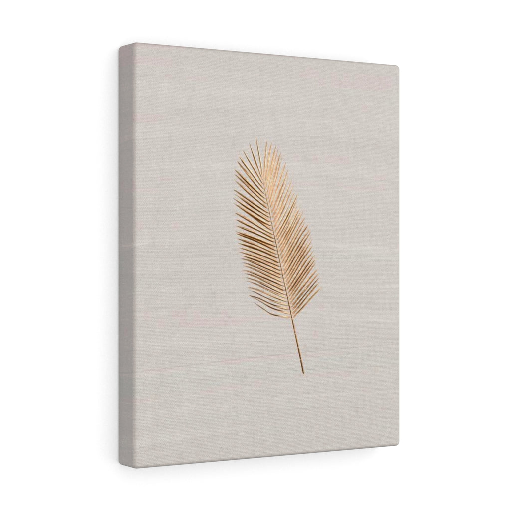 Modern Wall Canvas Art | Beige Gold Feather