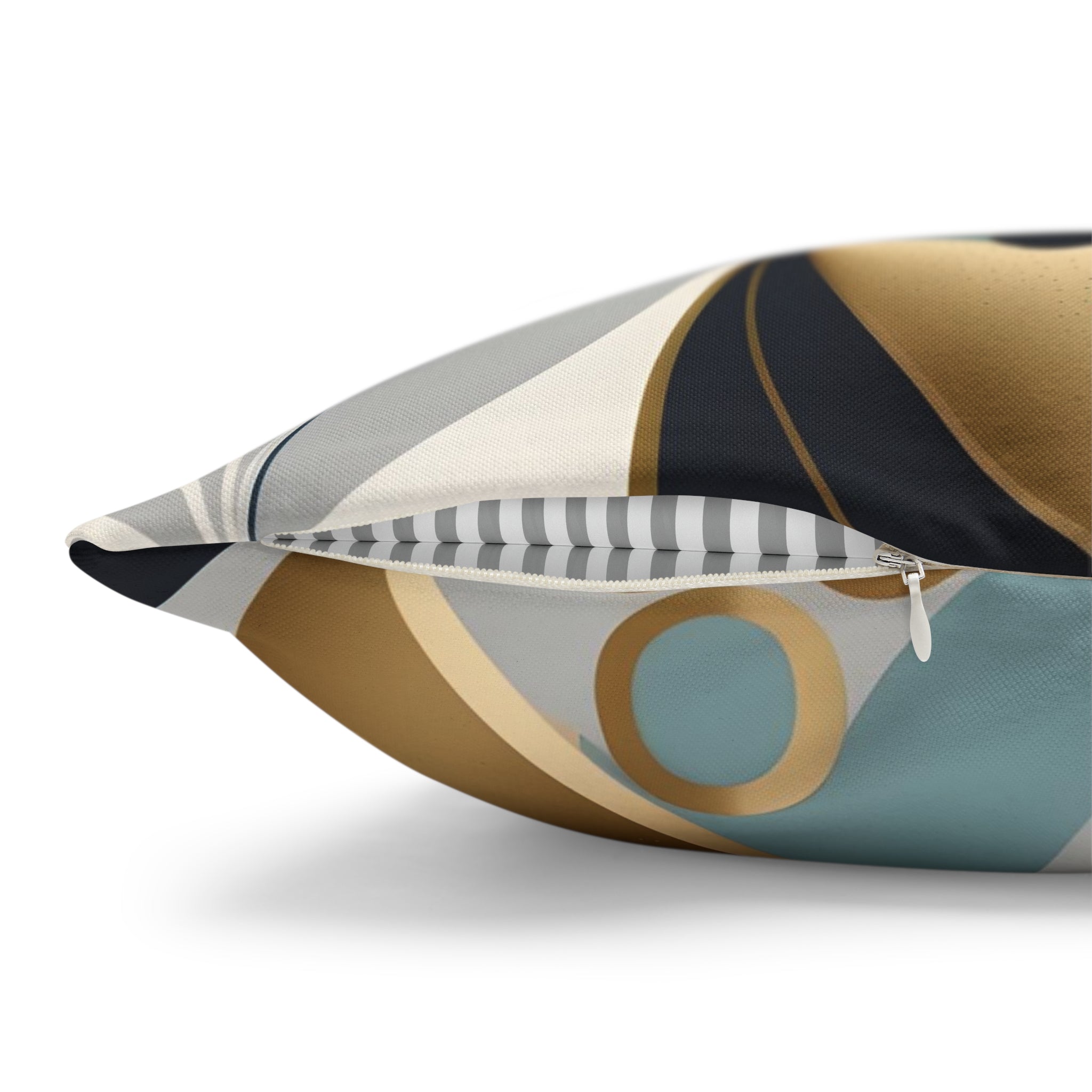 Abstract Boho Pillow Cover | Teal Navy Blue, Gold Beige