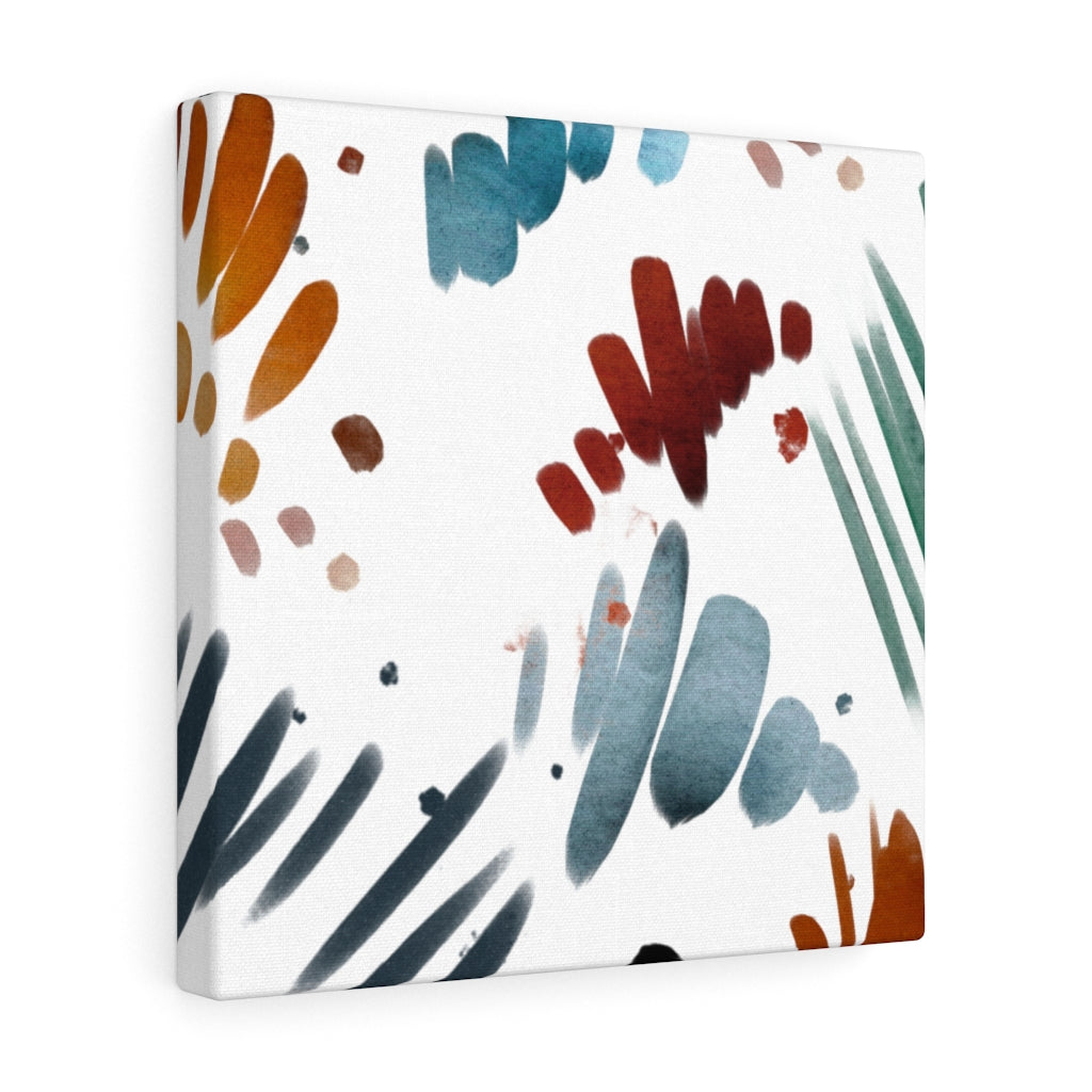 Abstract Canvas Art | White Dusty Blue Green Rust Yellow