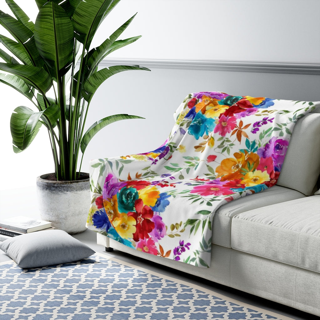 Floral Comfy Blanket | Blush Cream Blue