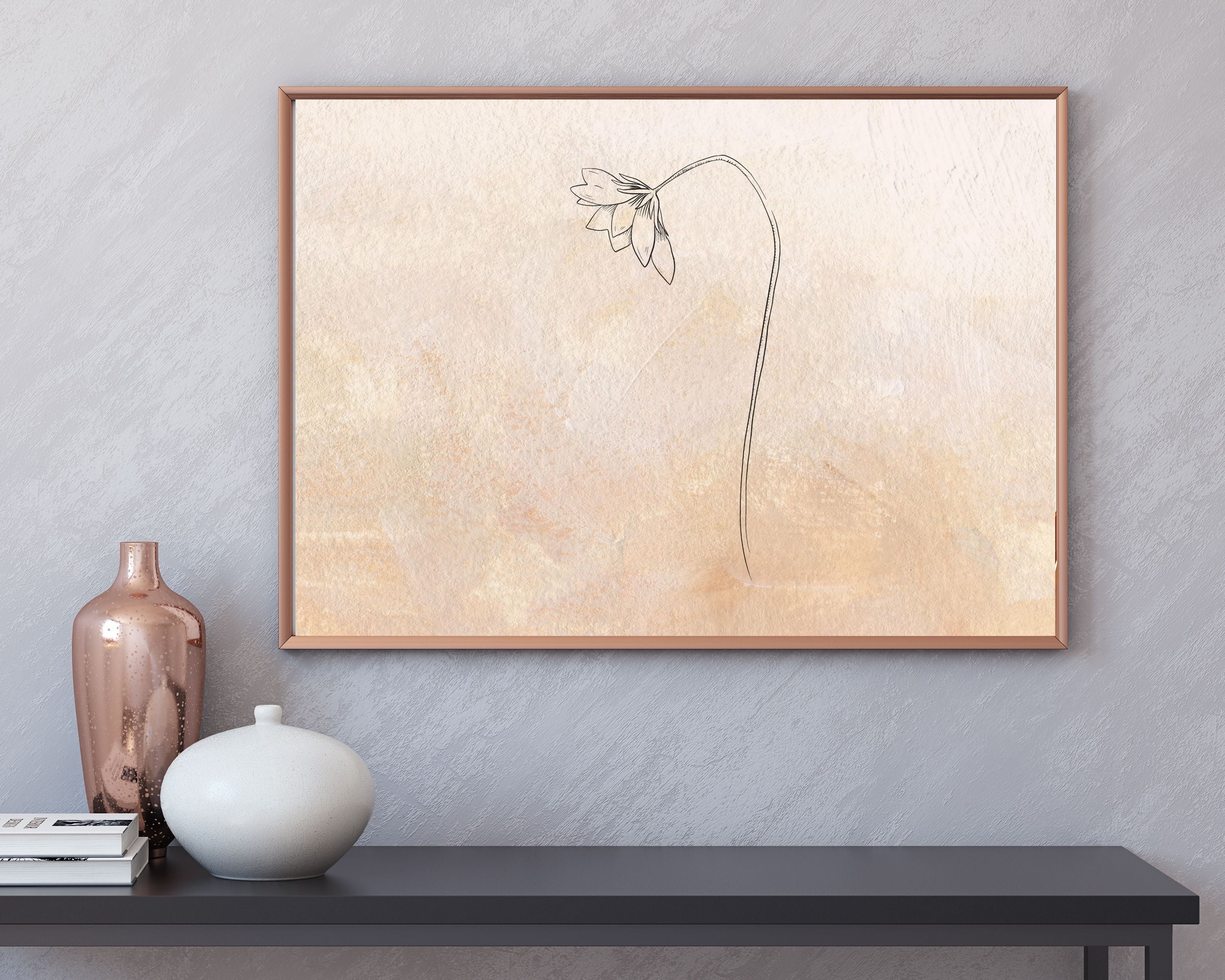 Abstract Terracotta Art Prints | Biege Floral