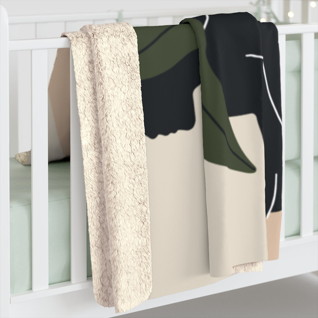 Naked Woman, House Plant, Modern Abstract, Blanket