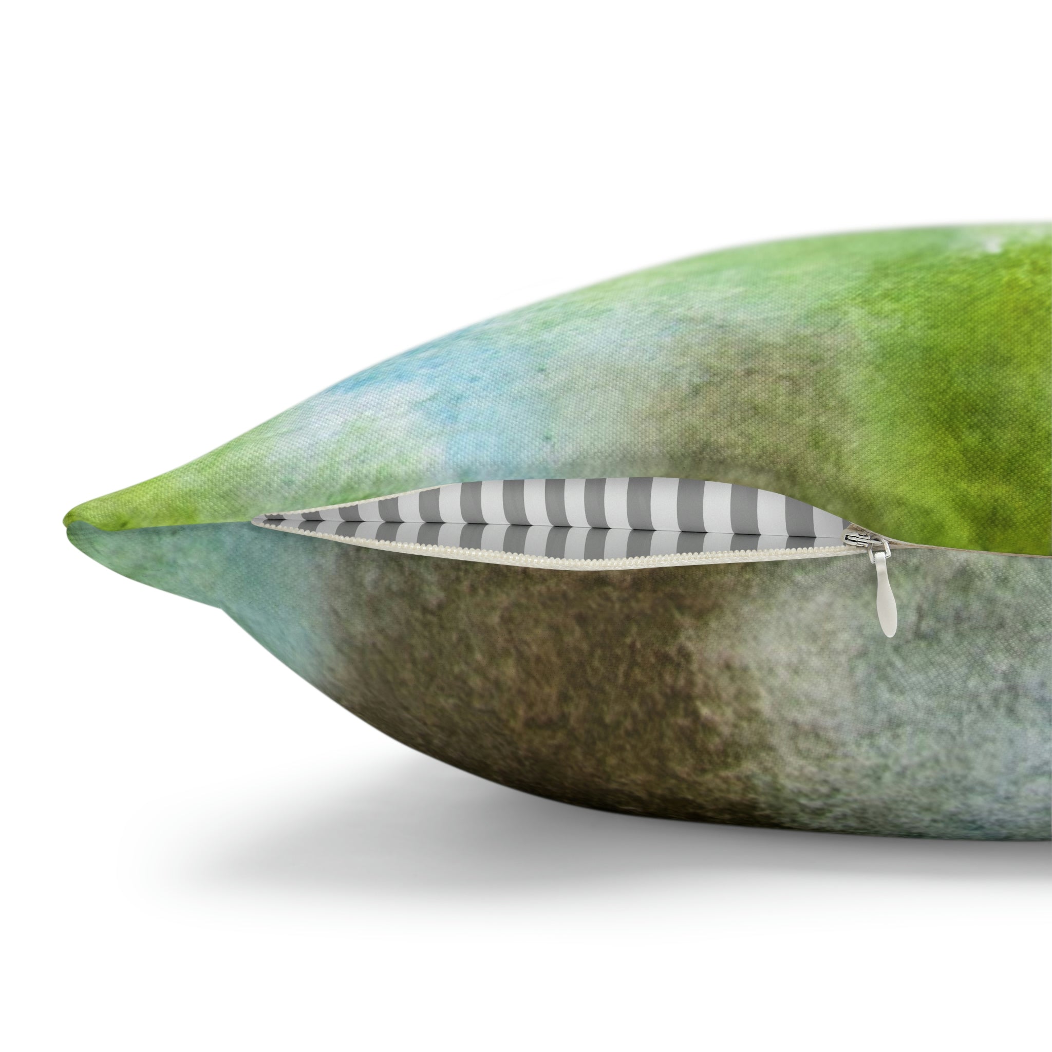 Abstract Boho Pillow Cover | Green Brown Watercolor