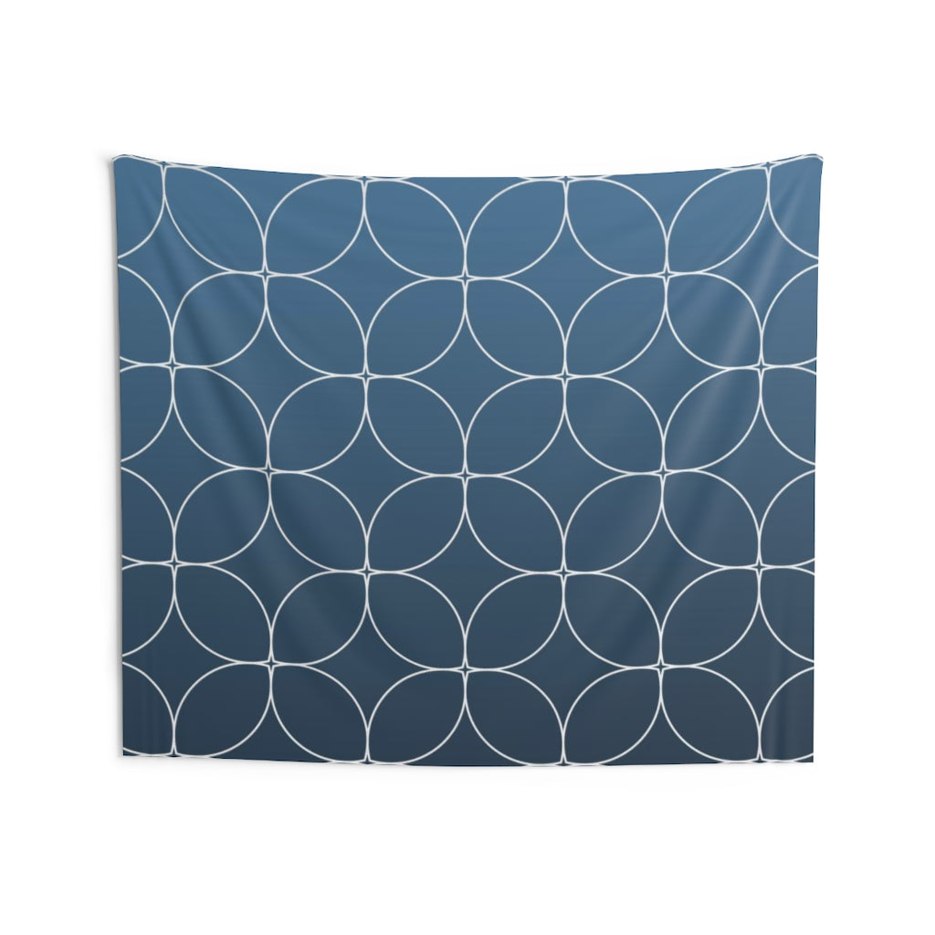 Geometric Tapestry | Navy Blue White