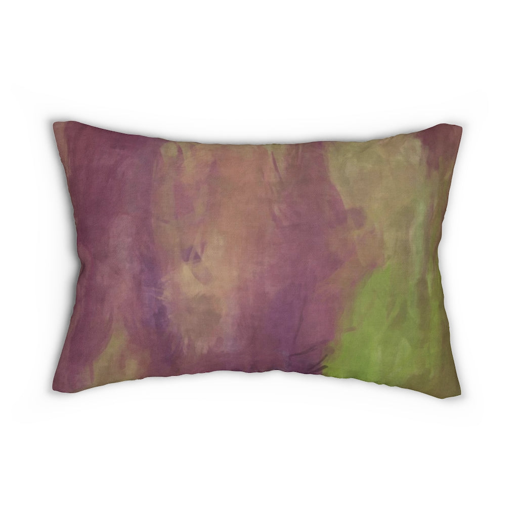 Abstract Boho Lumbar Pillow | Purple Green