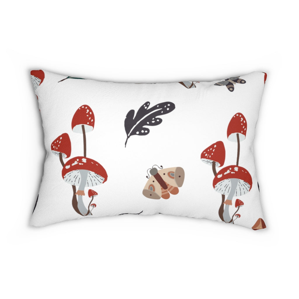 Whimsical Boho Lumbar Pillow | Red Forest Mushrooms