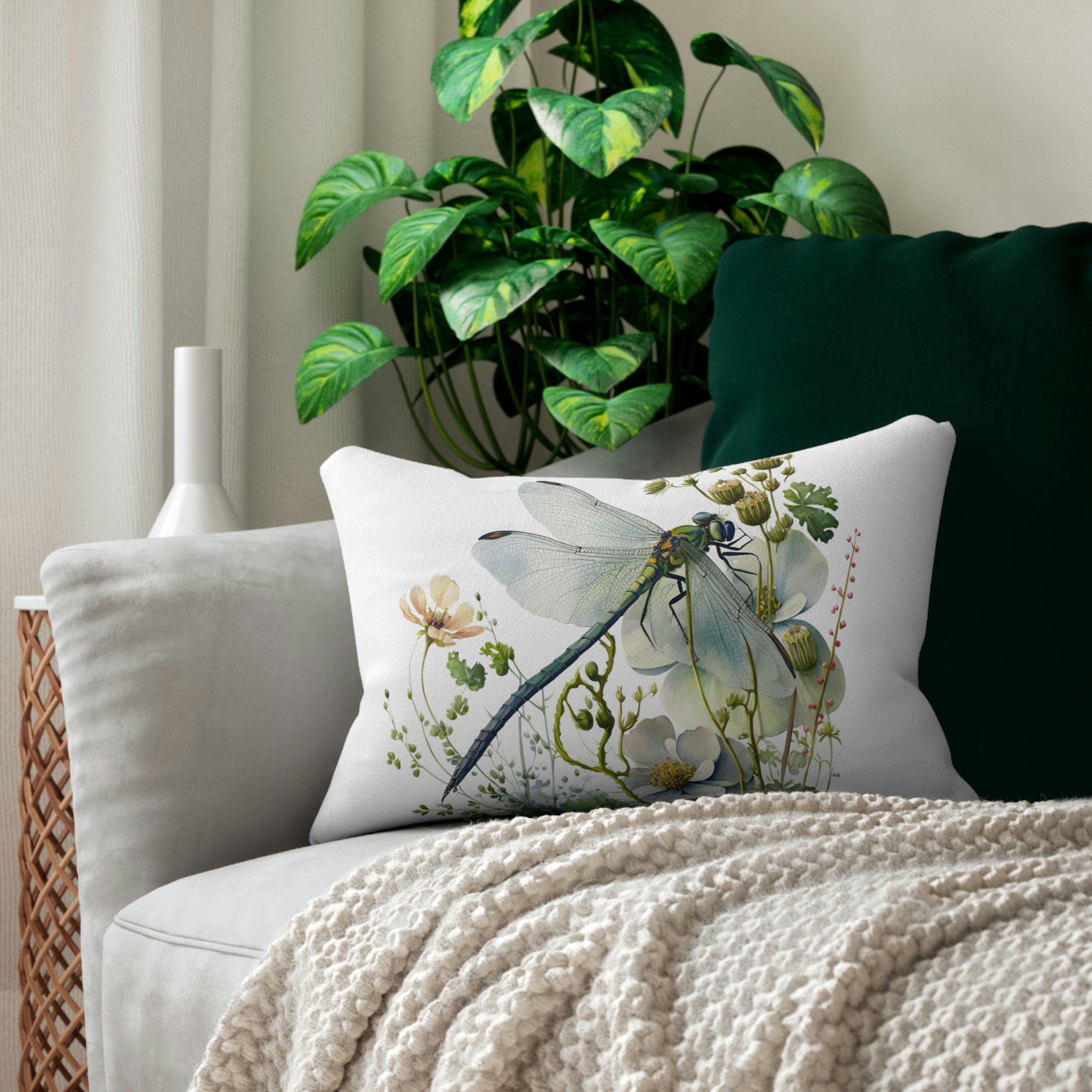 Dragonfly Lumbar Pillow | Spring Botanical