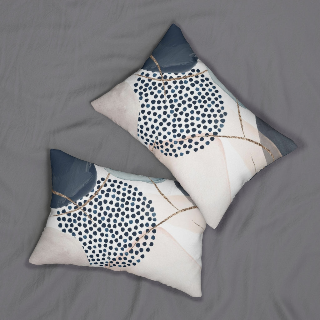 Abstract Boho Lumbar Pillow | Navy Blue Beige