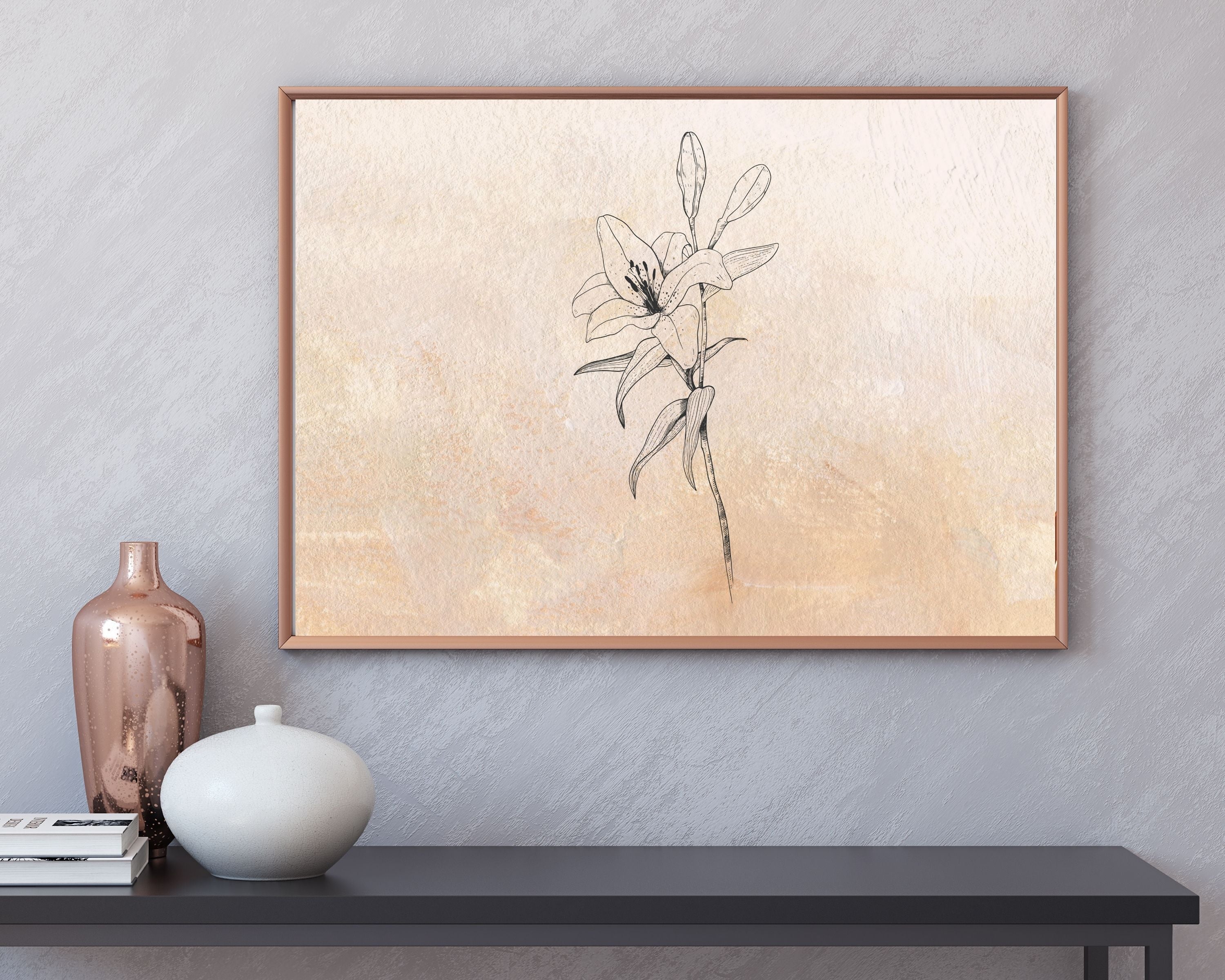 Abstract Terracotta Art Prints | Beige Floral