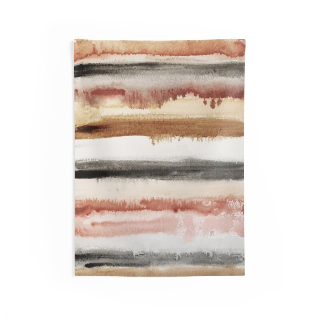 Abstract Tapestry | Beige Brown Black Stipes