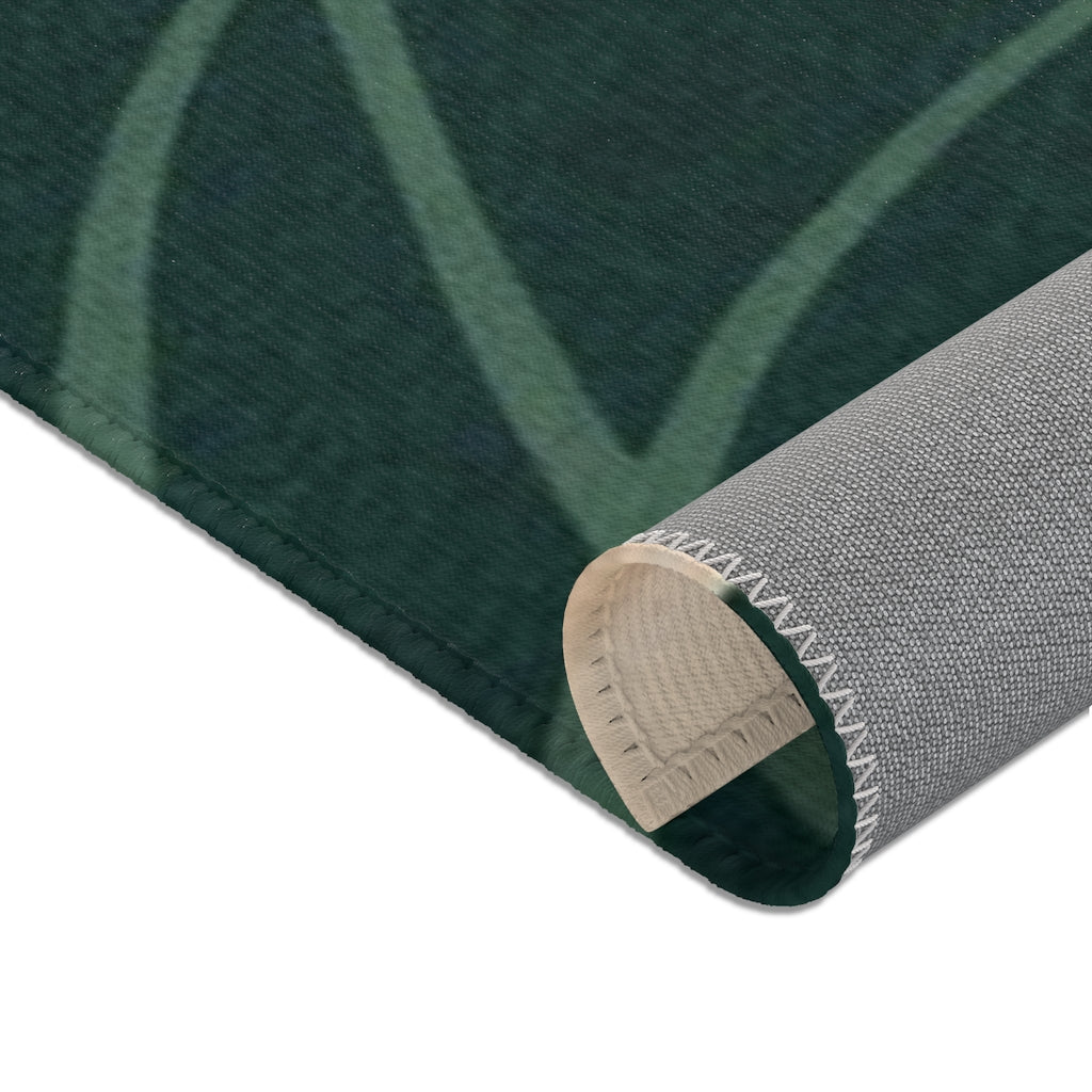 Boho Area Rug | Green Beige Brown Cream Floral