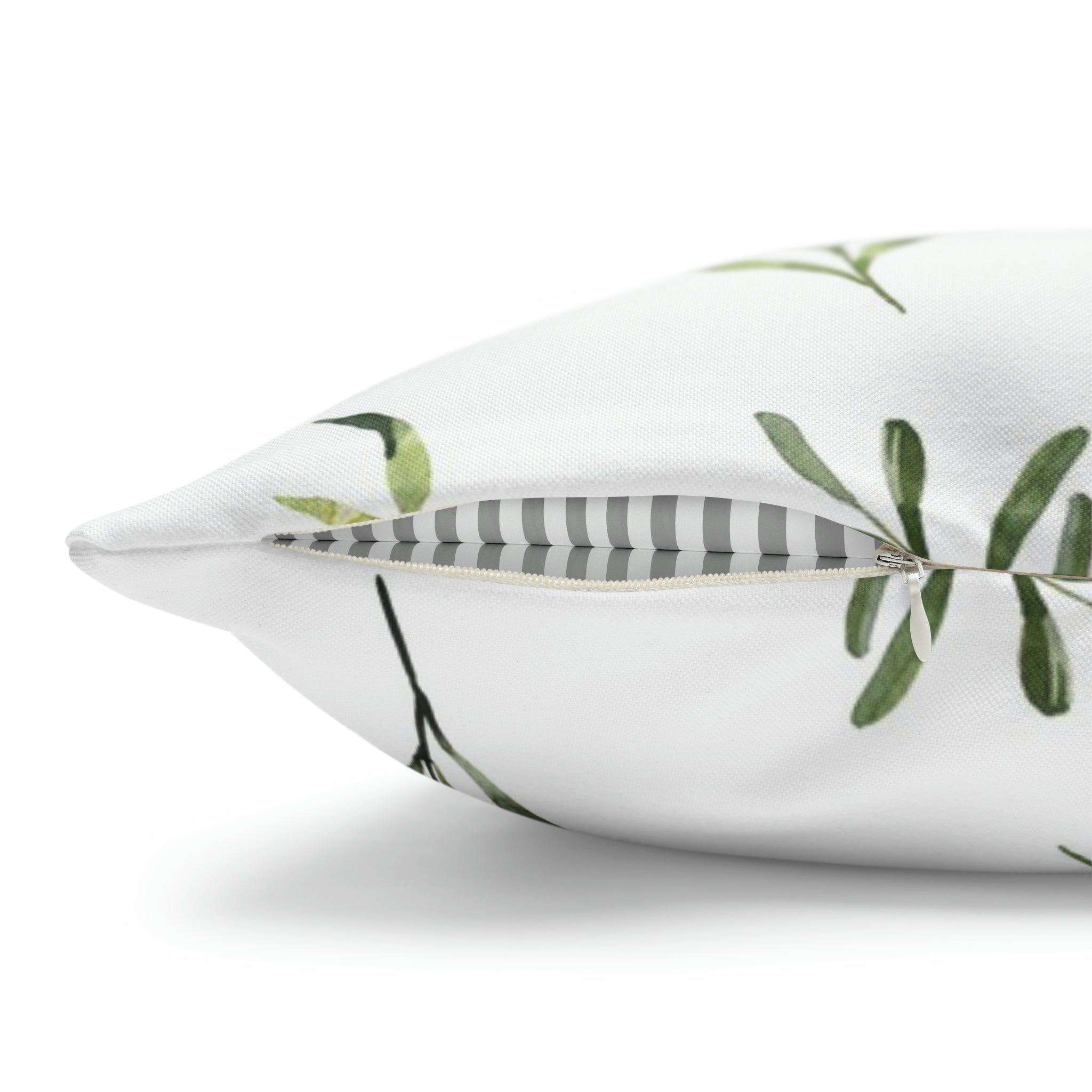 Floral Pillow Cover | Sage Green Leaves, White