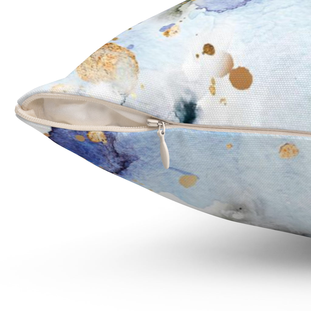 Abstract Pillow Cover | White Pastel Blue Black Gold