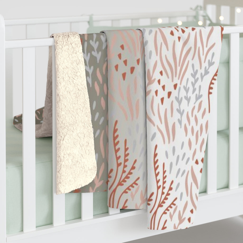 Floral Comfy Blanket | Beige White Gradient Leaves