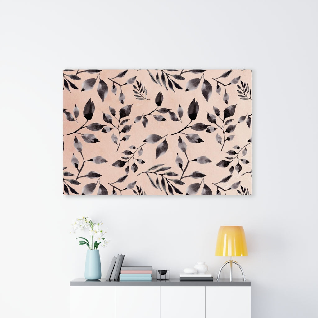 FLORAL WALL CANVAS ART | Blush Pink Grey Garden Leaves