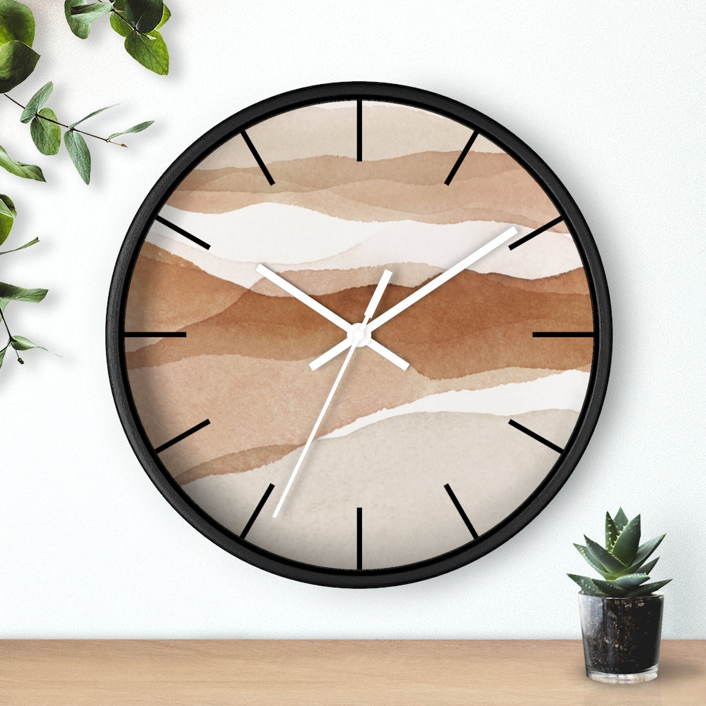 Wood, Wall Clock, Beige Brown 10"