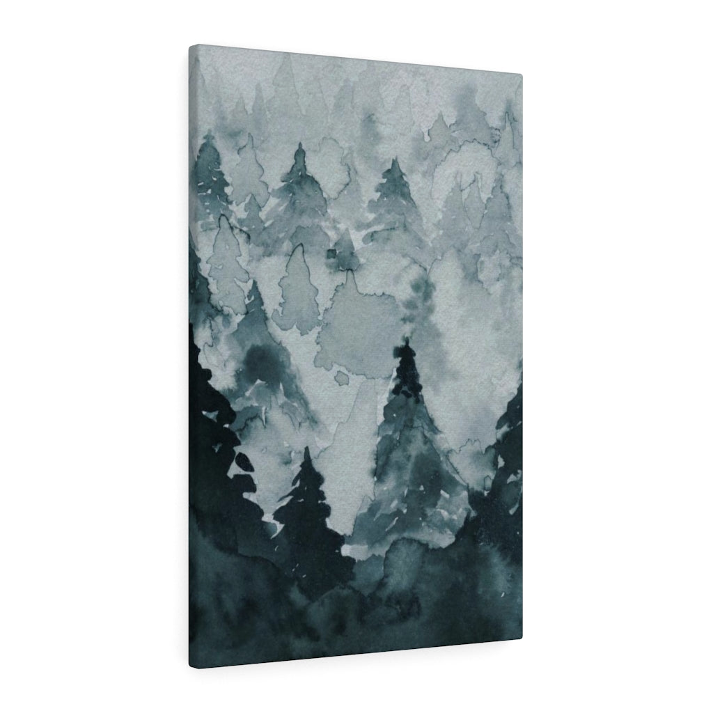 FLORAL WALL CANVAS ART | Indigo Blue Watercolor Forest