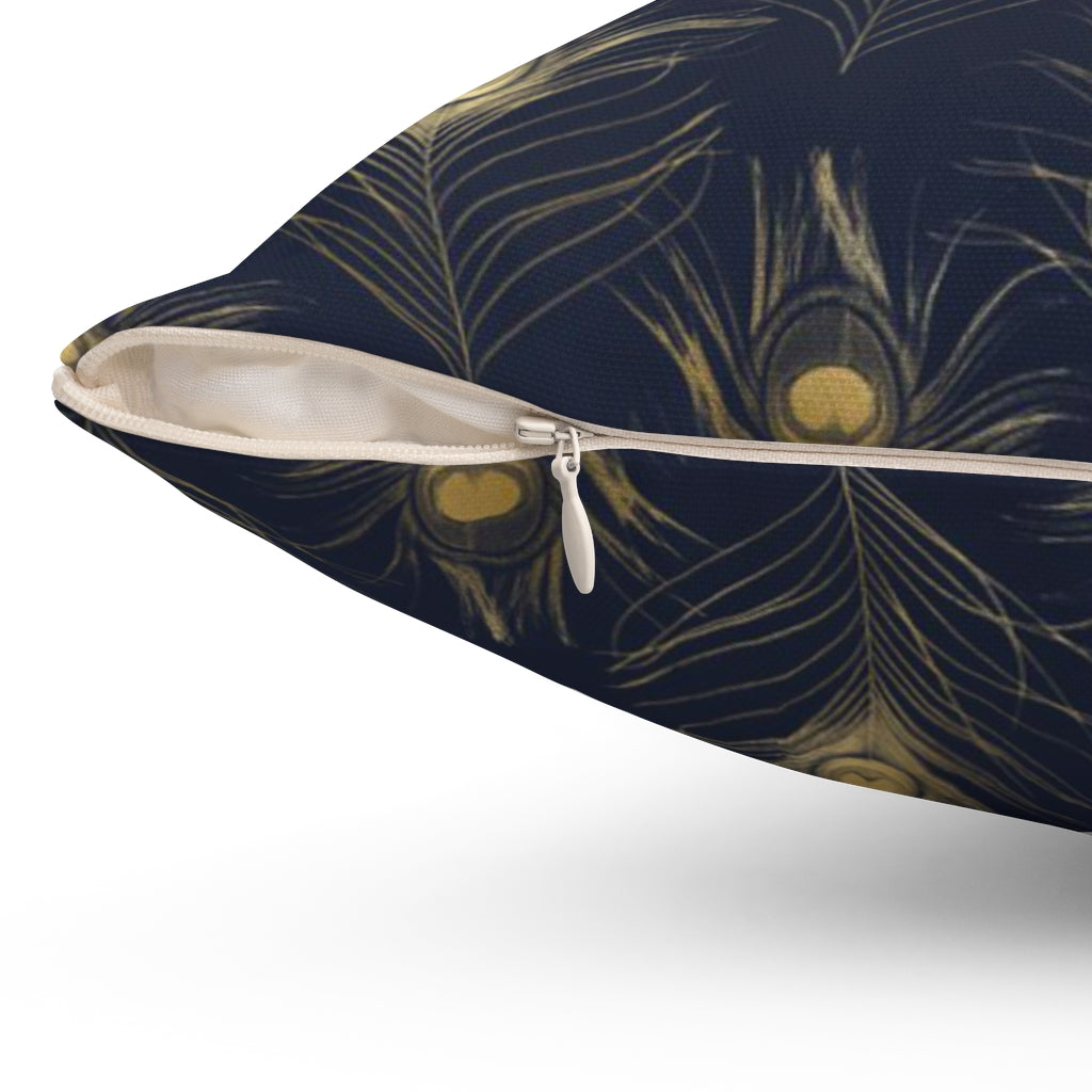 Boho Pillow Cover | Black Gold Feather