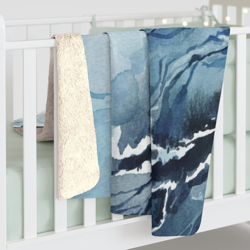 Ocean Waves Blanket | Dusty Blue