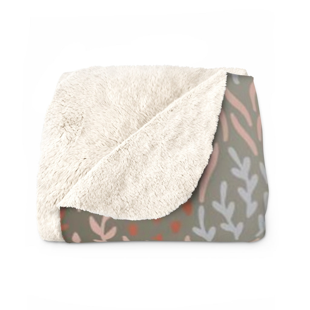 Floral Comfy Blanket | Beige White Gradient Leaves