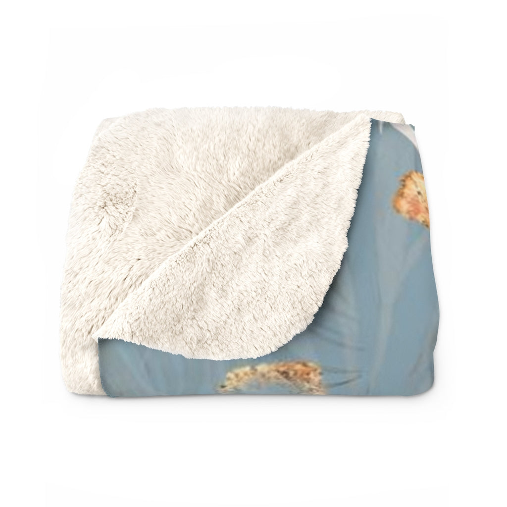 Floral Comfy Blanket | Blue Beige Jungle Palm Leaves