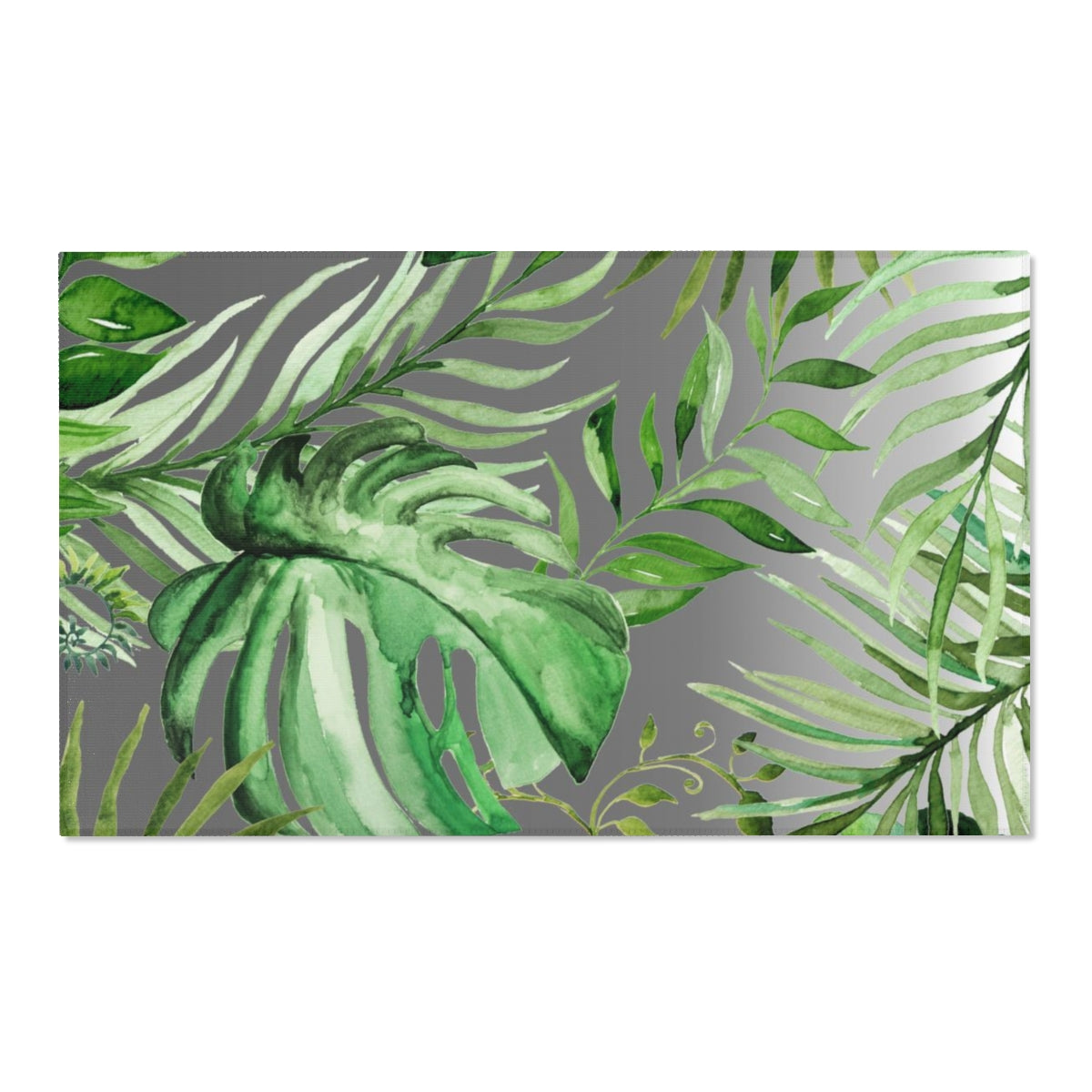 Floral Area Rug | Green Gray Jungle Leaves