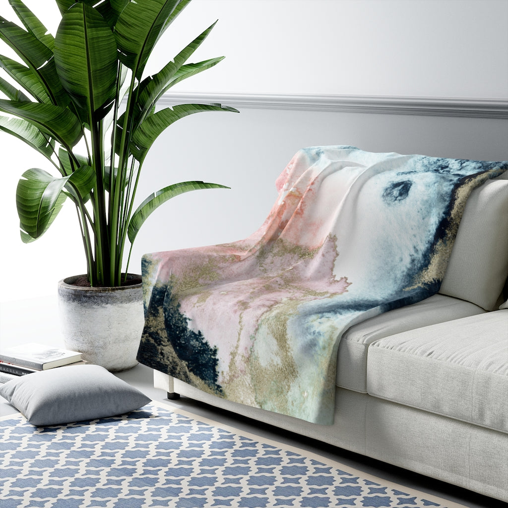 Blush Pink Navy, Fancy Gold Ombre, Lavender Abstract Blanket