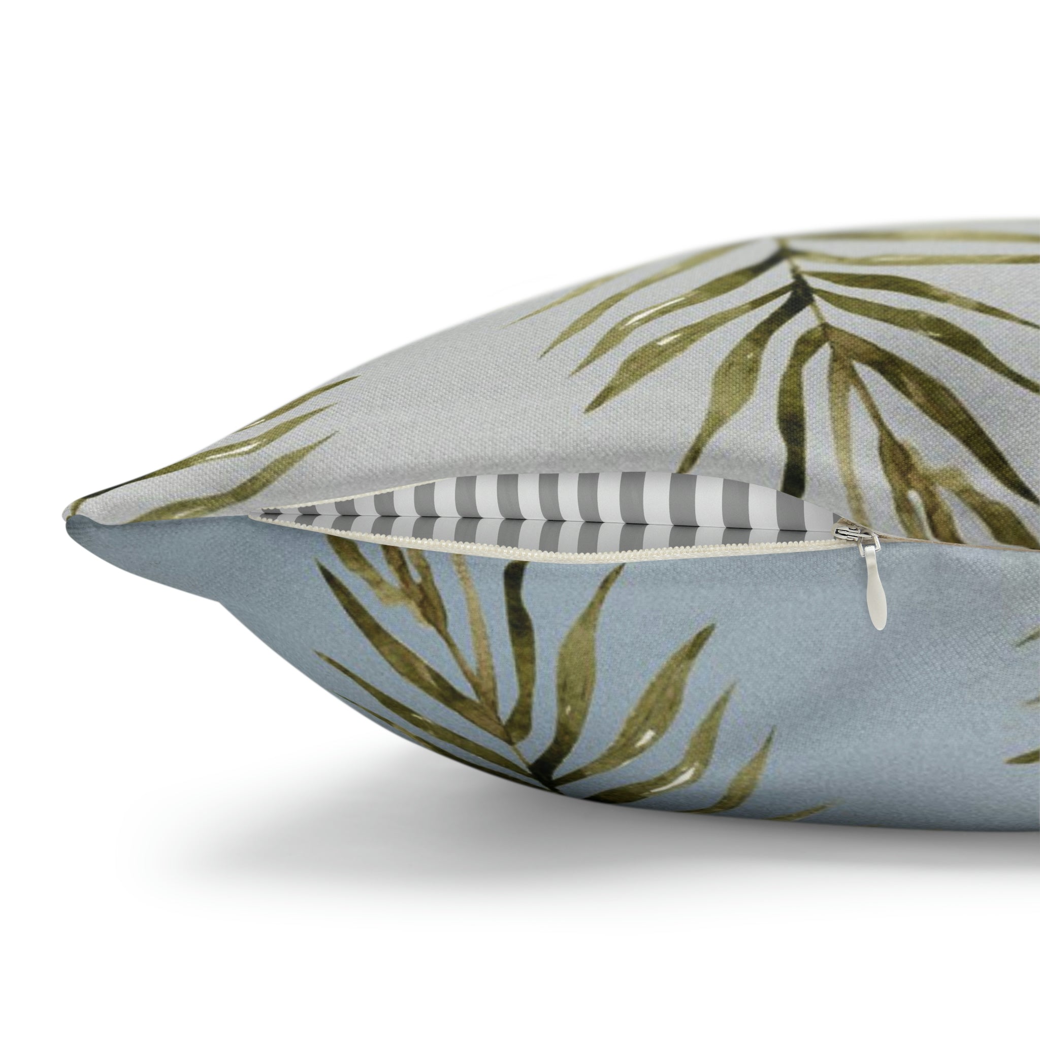 Floral Boho Pillow Cover | Palm Leaves Blue Beige