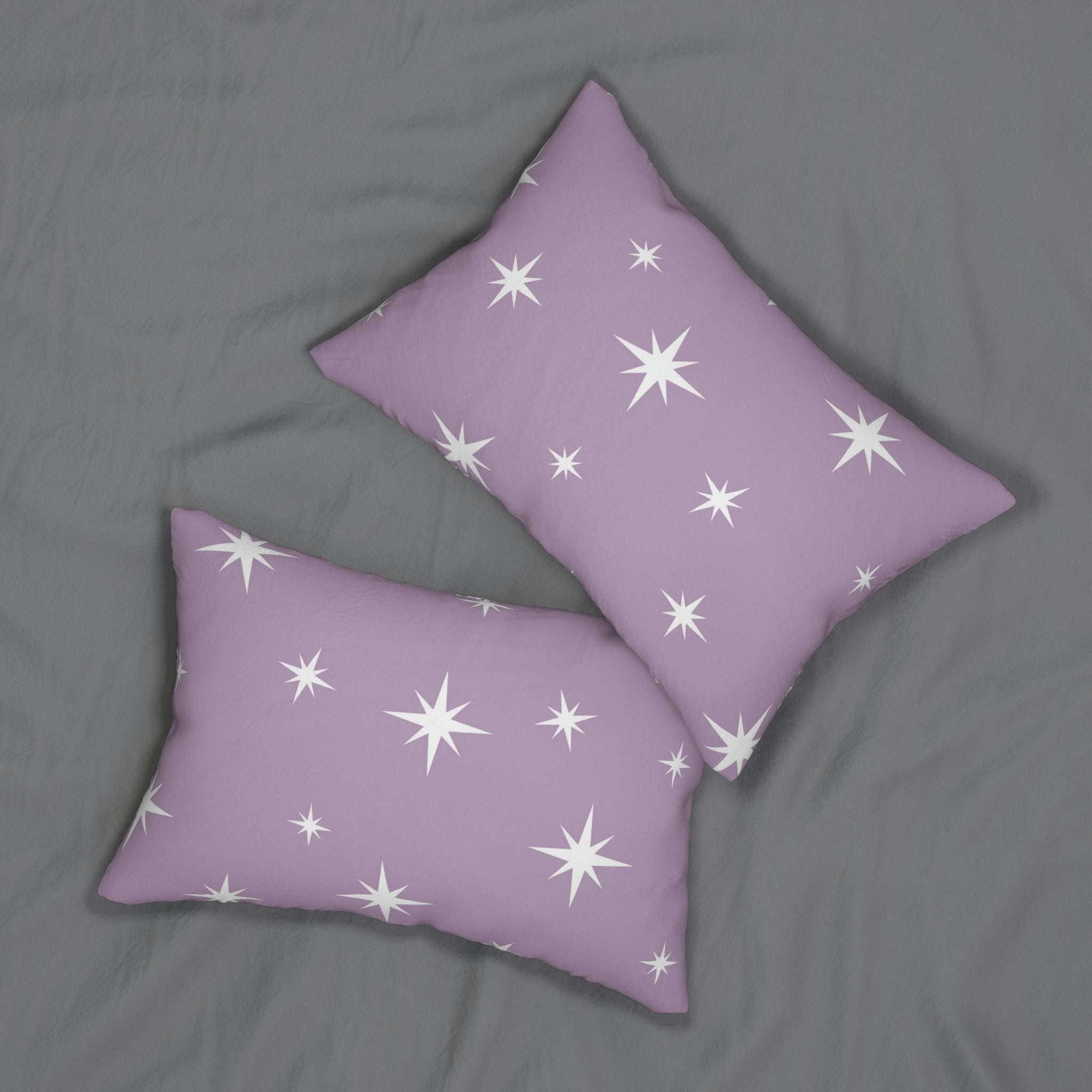 Minimalist Lumbar Pillow | White Lavender Atomic Stars