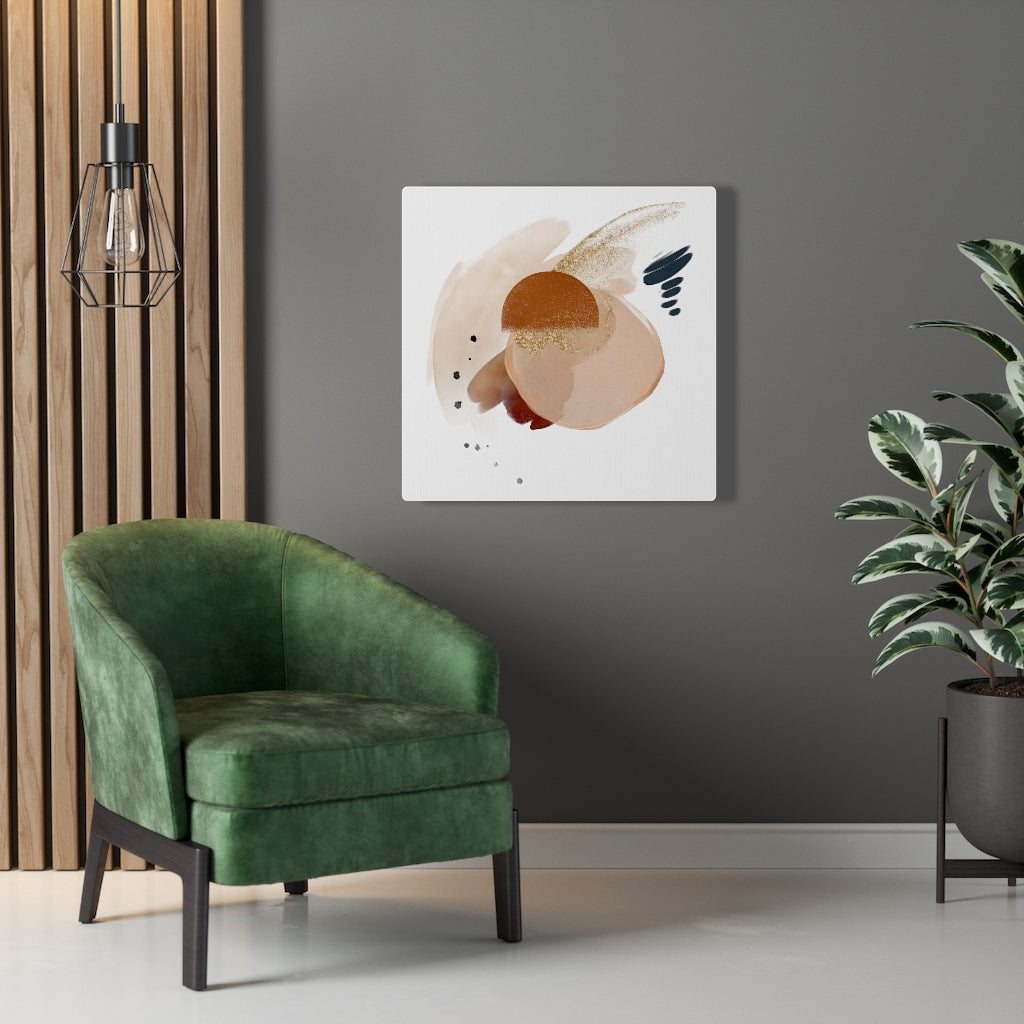 Abstract Canvas Art | White Brown Beige Gold