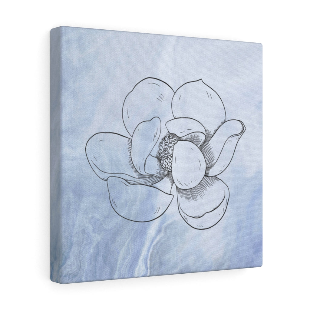FLORAL CANVAS ART | Blue White Line Art Lotus