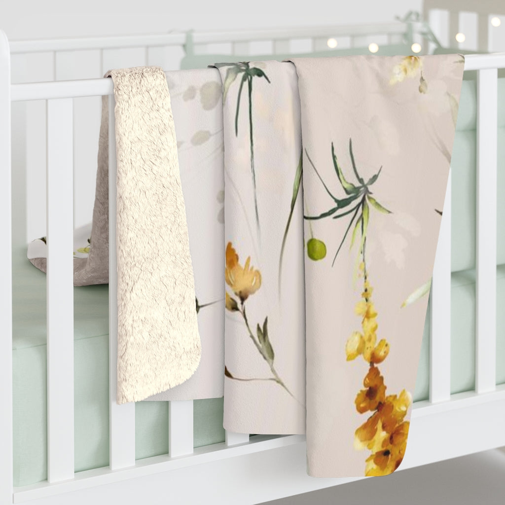 Floral Comfy Blanket | Wild Flowers Lavander Yellow