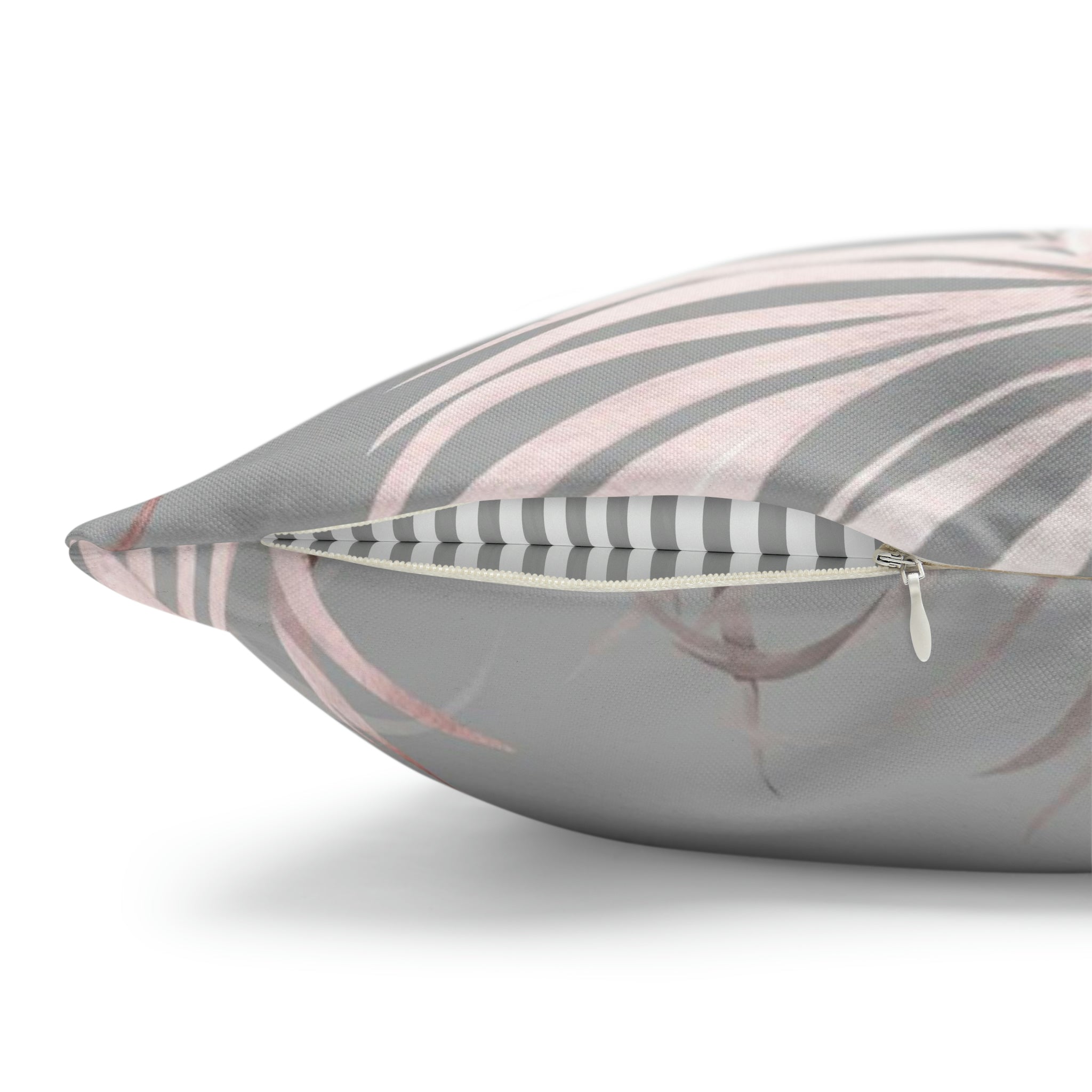 Floral Pillow Cover | Gray Blush Pink Wild Palm Leaves