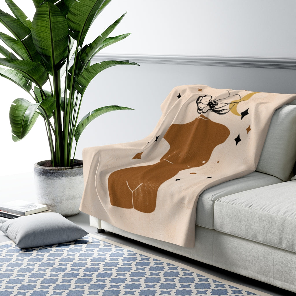 Nude Woman Celestial Mystical Bohemian Blanket