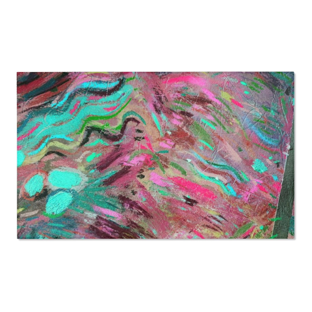 Abstract Area Rug | Pink Green Teal Acrylic